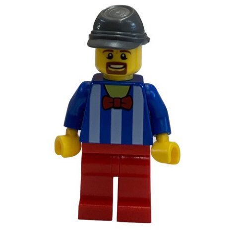 Minifigurka LEGO Blue Torso, Red Legs, Dark Bluish Grey Kepi