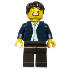 Minifigurka LEGO Dark Blue Torso, Dark Brown Legs, Dark Brown Hair
