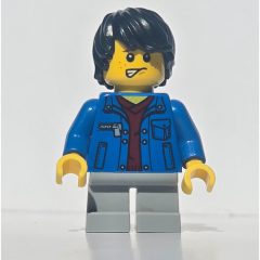 Minifigurka LEGO Kid - Blue Torso, Light Bluish Grey Legs, Black Hair