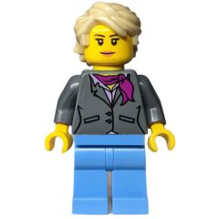 Minifigurka LEGO Dark Bluish Gray Torso, Medium Blue Legs, Tan Hair