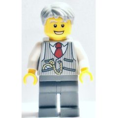 Minifigurka LEGO Light Bluish Grey Torso, Dark Bluish Grey Legs, Light Bluish Grey Hair