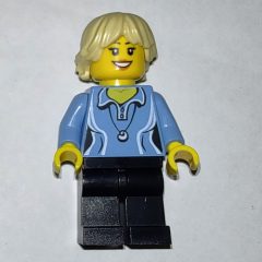 Minifigurka LEGO Medium Blue torso, Black Legs, Tan Hair