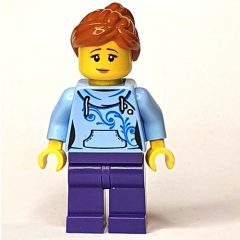 Minifigurka LEGO Bright Light Blue Torso, Dark Purple Legs, Dark Orange Hair
