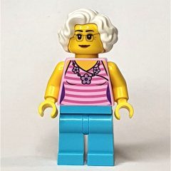 Minifigurka LEGO Bright Pink, Medium Azure, White Hair