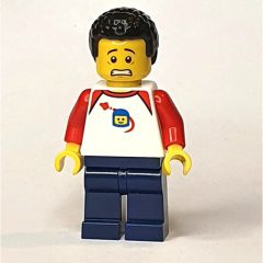 Minifigurka LEGO White Torso, Dark Blue Legs, Black Hair