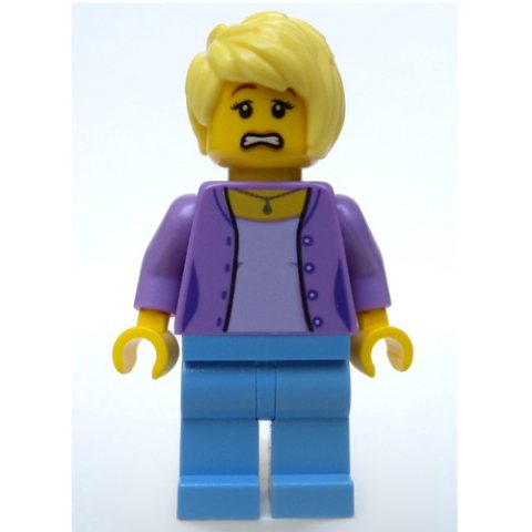 Minifigurka LEGO Medium Lavender Torso, Medium Blue Legs, Tan Hair