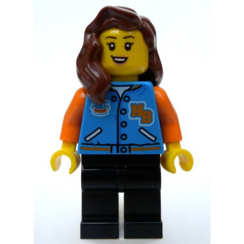 Minifigurka LEGO Dark Azure Torso, Black Legs, Reddish Brown Hair