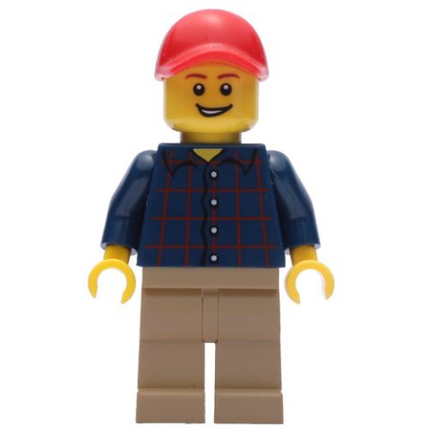 Minifigurka LEGO Dark Blue Torso, Dark Tan Legs, Red Cap