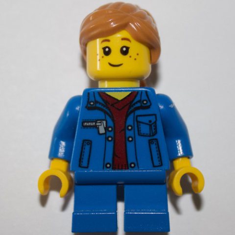 Minifigurka LEGO Kid - Blue Torso, Blue Legs, Medium Nougat Hair