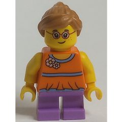 Minifigurka LEGO Kid - Orange Torso, Medium Lavender Legs, Medium Nougat Hair