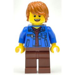 Minifigurka LEGO Blue Torso, Reddish Brown Legs, Dark Orange Hair