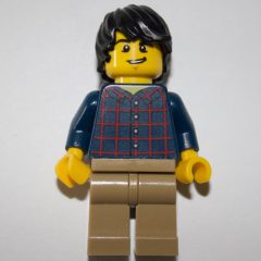 Minifigurka LEGO Dark Blue Torso, Dark Tan Legs, Black Hair