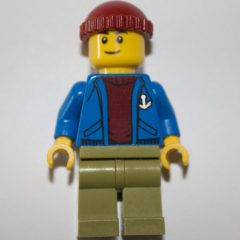 Minifigurka LEGO Blue Torso, Olive Green Legs, Dark Red Cap