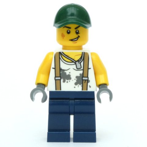 Minifigurka LEGO White Torso, Dark Blue Legs, Dark Green Cap