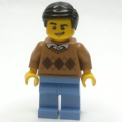 Minifigurka LEGO Medium Nougat Torso, Medium Blue Legs, Black Hair