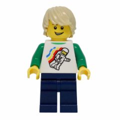 Minifigurka LEGO White Torso, Classic Space Figure, Dark Blue Legs, Tan Hair
