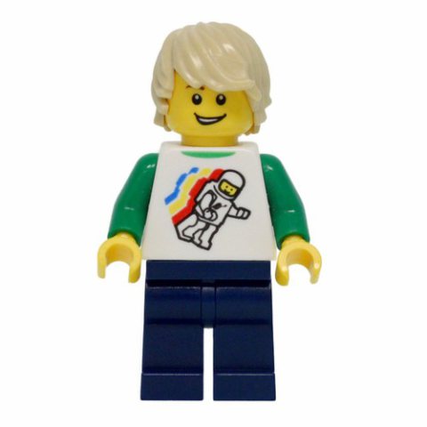 Minifigurka LEGO White Torso, Classic Space Figure, Dark Blue Legs, Tan Hair