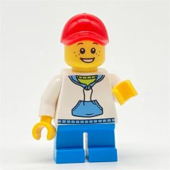 Minifigurka LEGO Kid - White Torso, Dark Azure Legs, Red Cap