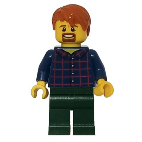 Minifigurka LEGO Dark Blue Torso, Dark Green Legs, Dark Orange Hair