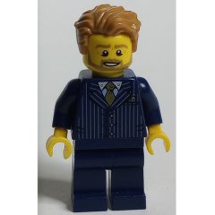 Minifigurka LEGO Dark Blue Torso, Suit, Dark Blue Legs, Medium Nougat Hair