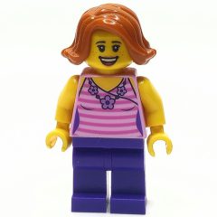 Minifigurka LEGO Bright Pink Torso, Dark Purple Legs, Dark Orange Hair