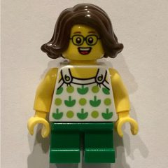 Minifigurka LEGO Kid - White Torso, Green Legs, Dark Brown Hair
