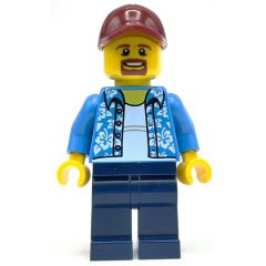 Minifigurka LEGO Dark Azure Torso, Dark Blue Legs, Dark Red Cap