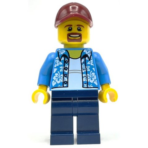 Minifigurka LEGO Dark Azure Torso, Dark Blue Legs, Dark Red Cap