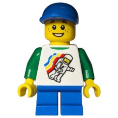Minifigurka LEGO Kid - White Torso, Blue Legs, Blue Cap