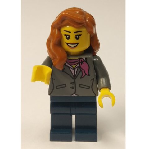 Minifigurka LEGO Dark Bluish Grey Torso, Dark Blue Legs, Dark Orange Hair