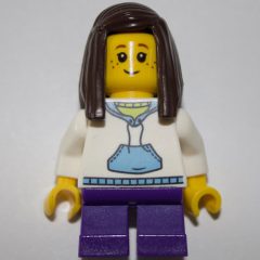 Minifigurka LEGO Kid - White Torso, Dark Purple Legs, Dark Brown Hair