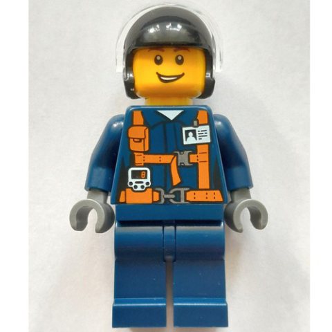 Minifigurka LEGO Pilot - Dark Blue Torso, Dark Blue Legs, Black Helmet