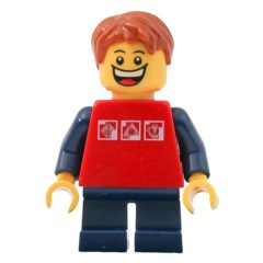 Minifigurka LEGO Kid - Red Torso, Dark Blue Legs, Dark Orange Hair