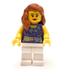 Minifigurka LEGO Dark Purple Torso, White Legs, Dark Orange Hair