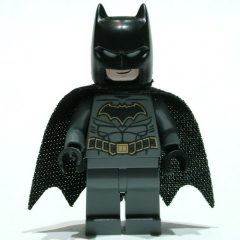 Minifigurka LEGO Batman, Dark Bluish Gray Suit, Black Cape and Cowl, Black Head, Dark Bluish Gray Legs, Gold Trim Batman Logo (19185 Cape)