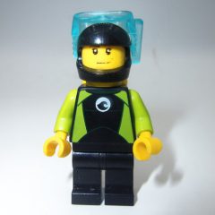 Minifigurka LEGO Diver, Man, Black and Lime Wetsuit, Black Helmet and Mask