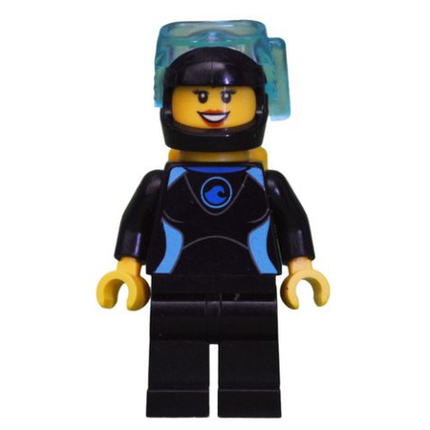 Minifigurka LEGO Diver, Woman, Black And Azure Wetsuit, Black Helmet with Mask