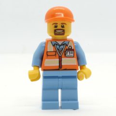 Minifigurka LEGO Ground Crew, Orange Safety Vest, Medium Blue Legs, Orange Cap, Goatee Beard