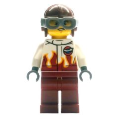 Minifigurka LEGO Pilot, White and Dark Red Jumpsuit, Helmet with Goggles