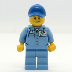 Minifigurka LEGO Ground Crew, Medium Blue Shirt with Octan Logo, Medium Blue Legs, Blue Cap