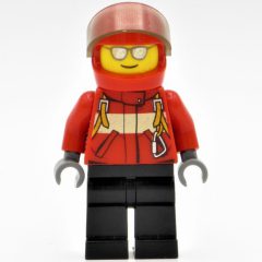 Minifigurka LEGO Pilot, Red Jacket with Straps, Red Helmet with Visor, Silver Sunglasses