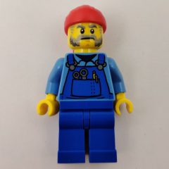 Minifigurka LEGO Man, Blue Overalls over Shirt, Red Bandana