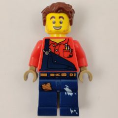 Minifigurka LEGO Harl Hubbs, Dark Blue Overalls