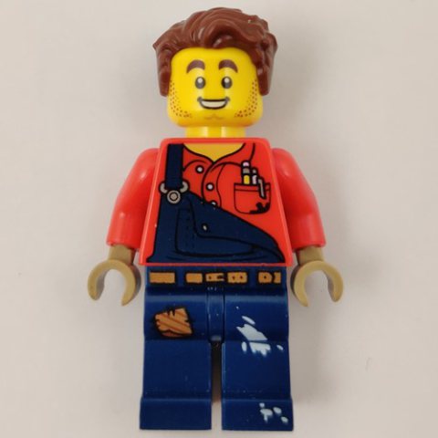 Minifigurka LEGO Harl Hubbs, Dark Blue Overalls