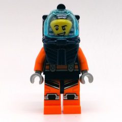 Minifigurka LEGO Diver, Man, Dark Blue and Orange Wetsuit, Dark Blue Diving Helmet with Visor