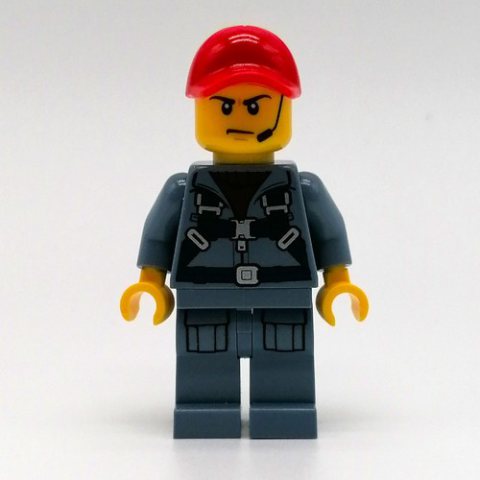 Minifigurka LEGO Marine Explorer, Sand Blue Jumpsuit, Red Cap, Headset