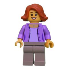 Minifigurka LEGO Woman, Open Medium Lavender over Lavender Shirt, Dark Tan Legs, Dark Orange Hair