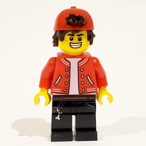 Minifigurka LEGO Jack Davids, Red Jacket with Backwards Red Cap