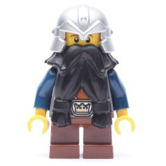 Minifigurka LEGO Dwarf, Black Beard, Metallic Silver Helmet