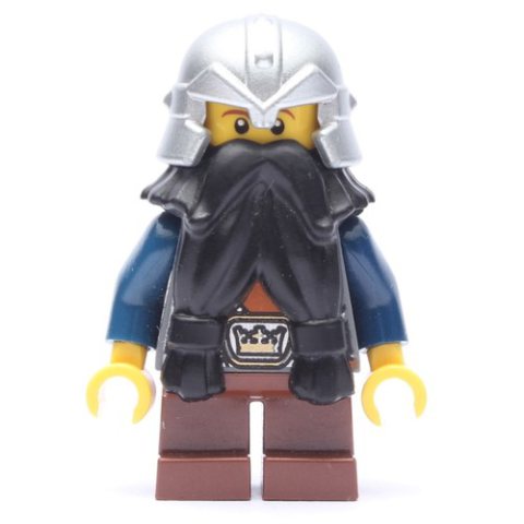Minifigurka LEGO Dwarf, Black Beard, Metallic Silver Helmet